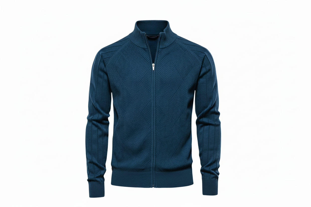 Pull Zippé Texturé Homme