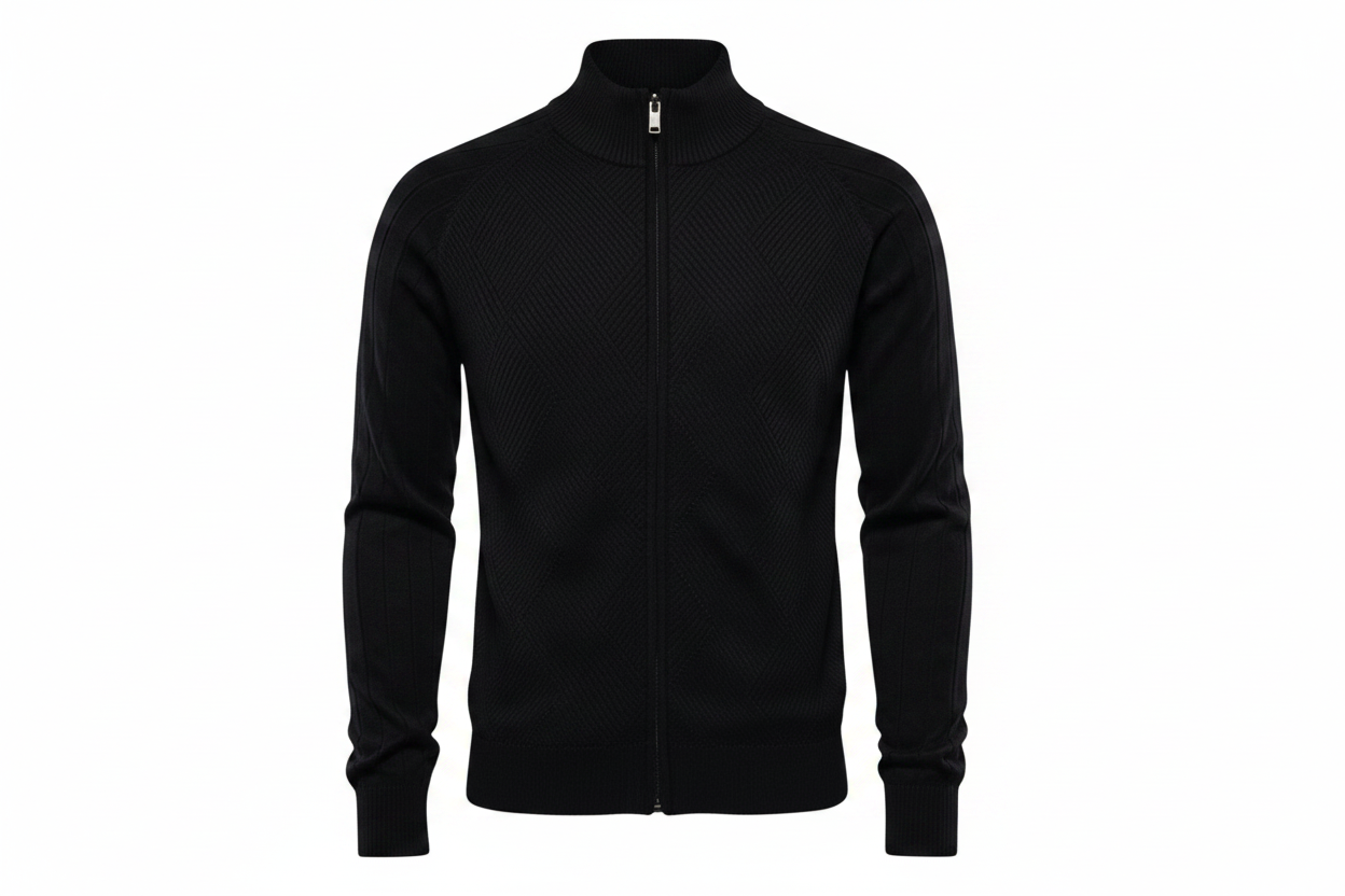 Pull Zippé Texturé Homme