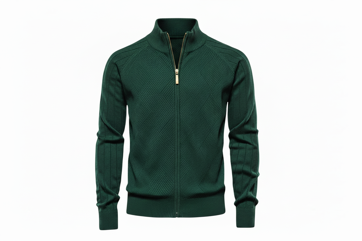 Pull Zippé Texturé Homme