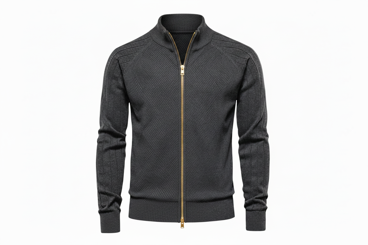 Pull Zippé Texturé Homme
