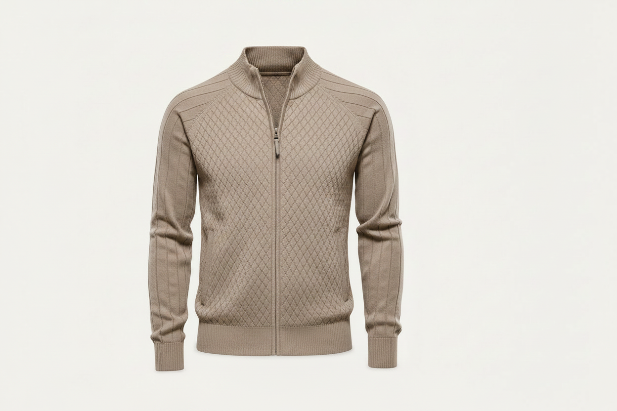 Pull Zippé Texturé Homme